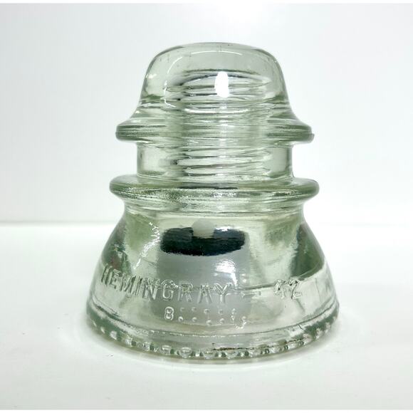 VTG Clear Glass Insulator + New Solar Tealight - USA Hemingray, Industrial Vibe - Picture 7 of 7